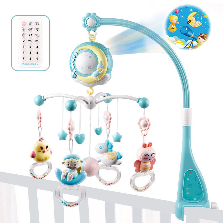 Babyrasseln Kinderwagen-Mobile Spielzeughalter Rotierendes Mobile Bettglocke Spieluhr Projektion Neugeborene