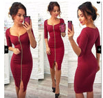 Damen-Midikleid mit Reißverschluss vorne