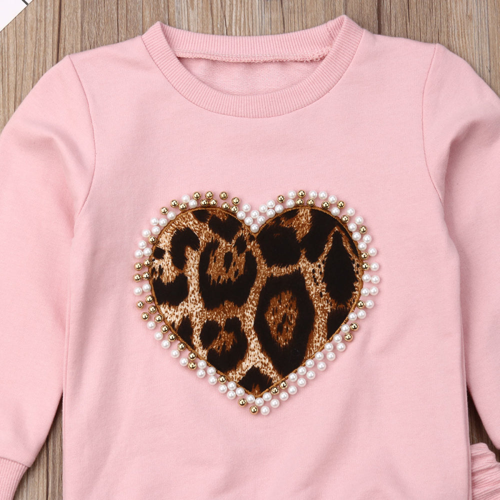 Sweatshirt- und Hosen-Set mit Herz-Print für Mädchen