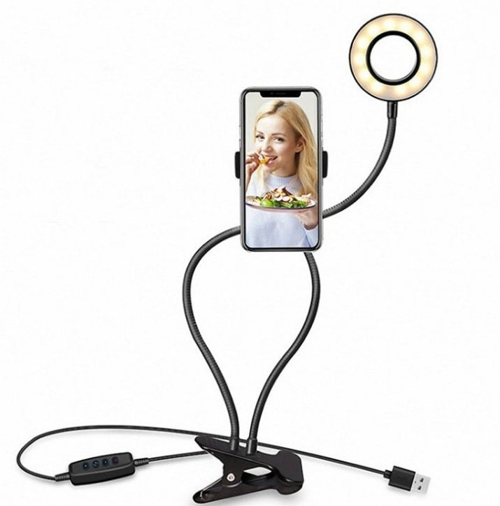 LED-Selfie-Ringlicht für Live-Make-up, verstellbar – 8 cm Stativ