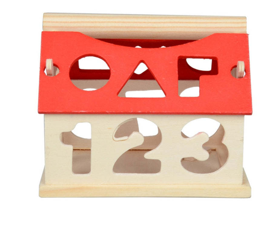 Juguete educativo de madera con números y formas