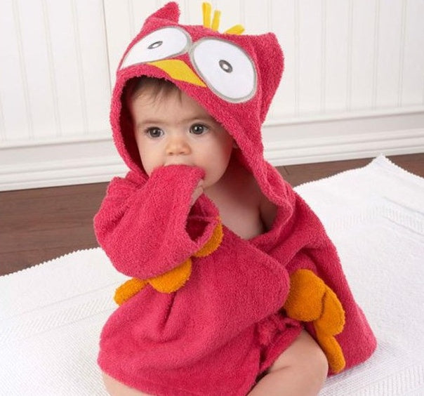Baby Hooded Cotton Bathrobe, Cute Animal Design