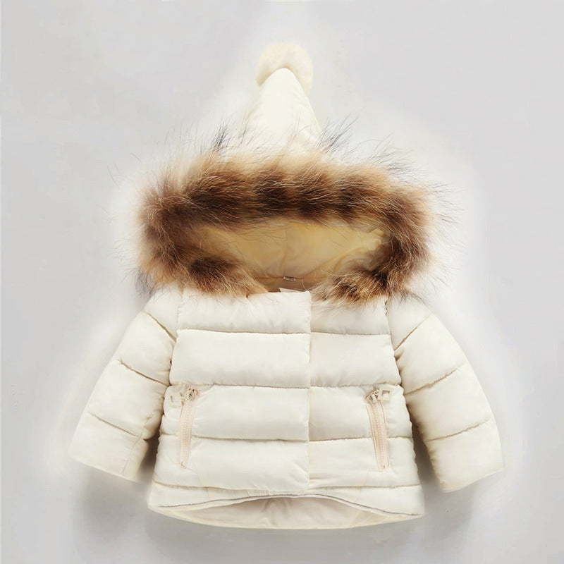 Kids Puffer Winter Jacket with Fur Trim Hood