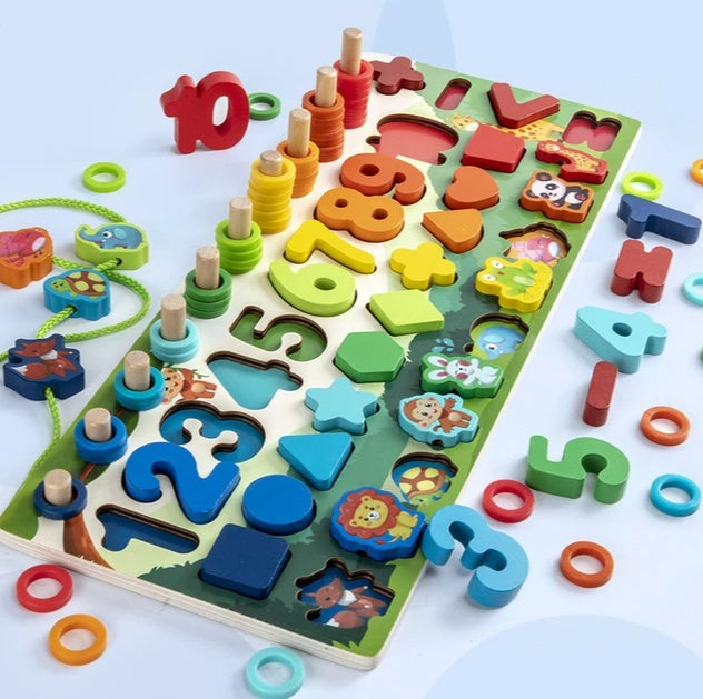 Rompecabezas 3D de números y letras para niños, juguete educativo geométrico digital de colores para bebés