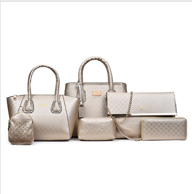 Women 6Pcsset Handbags Girls PU Leather Crossbody Bag Tote Casual Bag Brand Designer Compo