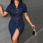 Women's Button-Front Denim Midi Dress