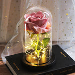 LED-Rose in Glaskuppel, leuchtendes Blumengeschenk