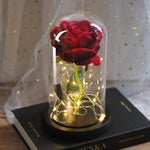 LED-Rose in Glaskuppel, leuchtendes Blumengeschenk