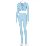 Tweedeelige damesoutfit met croptop met lange mouwen