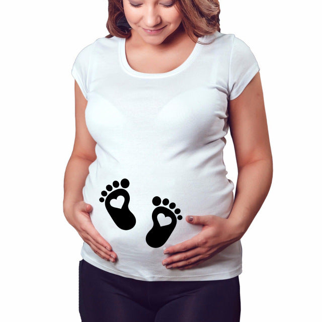 T-shirts de maternité ajustés pour femmes, hauts humoristiques à inscription, col rond, grossesse