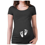 T-shirts de maternité ajustés pour femmes, hauts humoristiques à inscription, col rond, grossesse