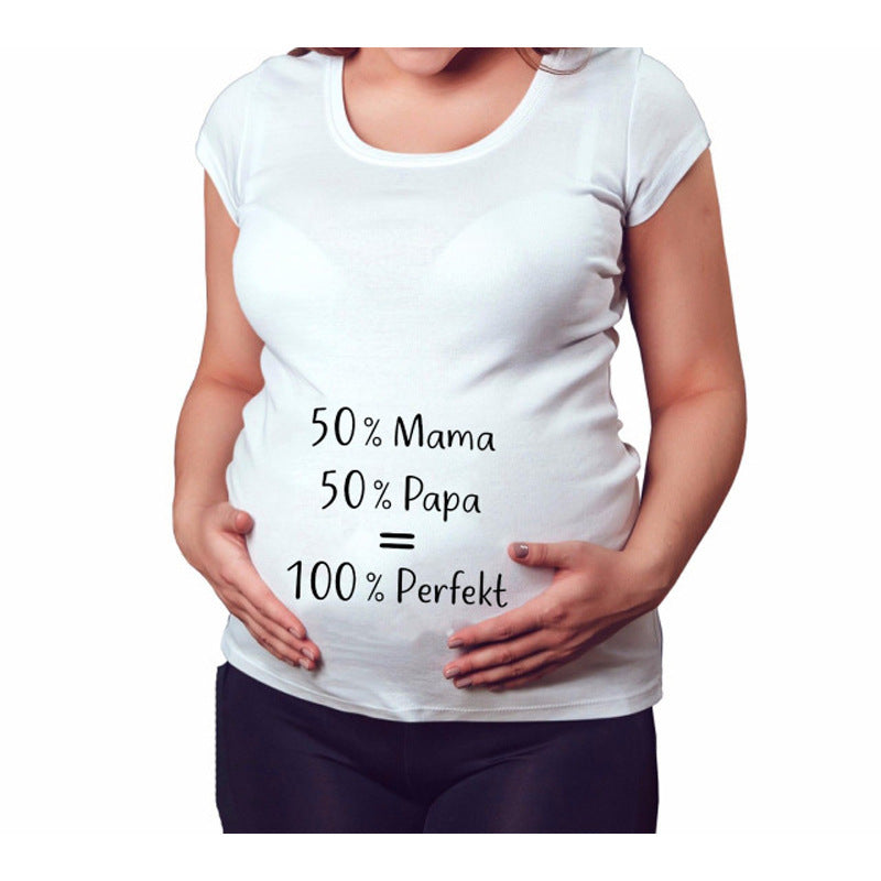 T-shirts de maternité ajustés pour femmes, hauts humoristiques à inscription, col rond, grossesse