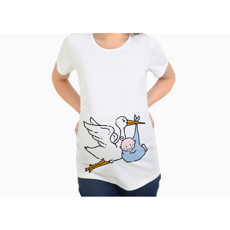 T-shirts de maternité ajustés pour femmes, hauts humoristiques à inscription, col rond, grossesse