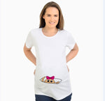 T-shirts de maternité ajustés pour femmes, hauts humoristiques à inscription, col rond, grossesse