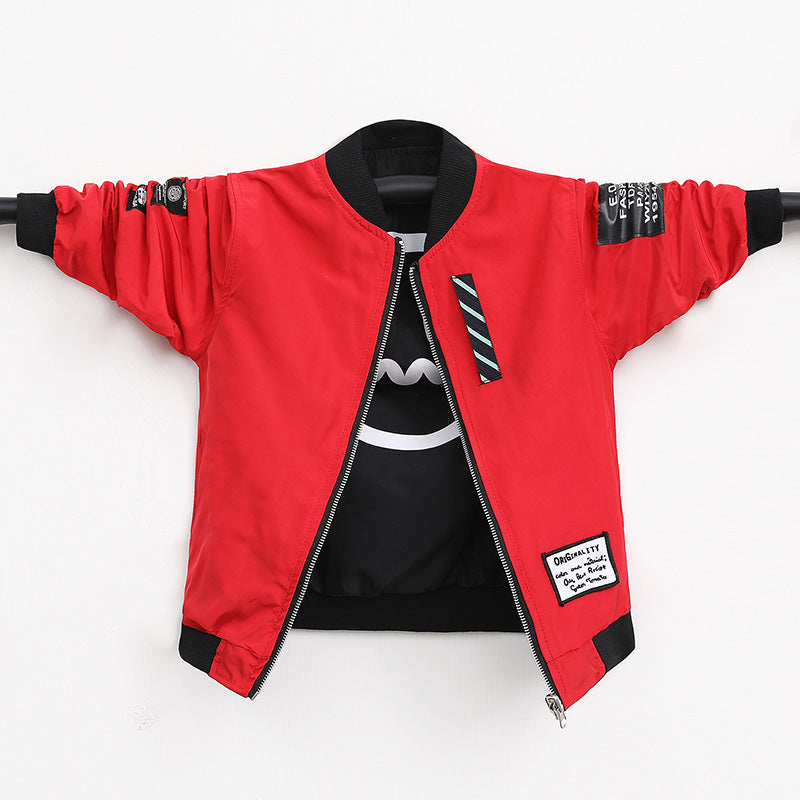 Giacca da bambino con colletto a rever, cappotto casual autunnale