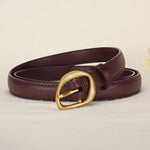 New Women's Top Layer Belt Retro Alloy Pin Buckle Leather Belt Niche Design for Jeans Belt