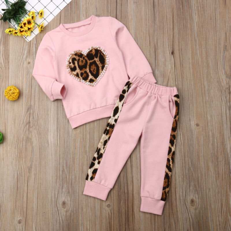Sweatshirt- und Hosen-Set mit Herz-Print für Mädchen