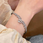 Zircon Open Bangle Bracelet, Gold Tone