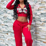 Completo due pezzi da donna con stampa street, giacca e pantaloni