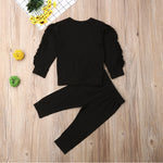 Ensemble haut à manches longues avec volants et pantalon pour nouveau-né, bébé garçon et fille, sweat-shirt uni pour enfant