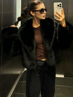 Pluche imitatiebont winterjas voor dames