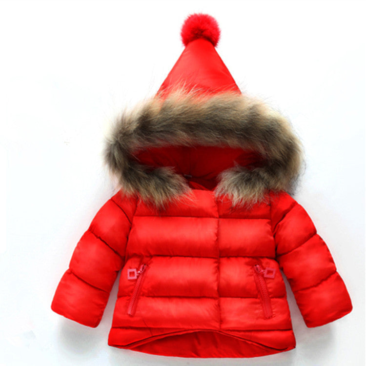 Kids Puffer Winter Jacket with Fur Trim Hood