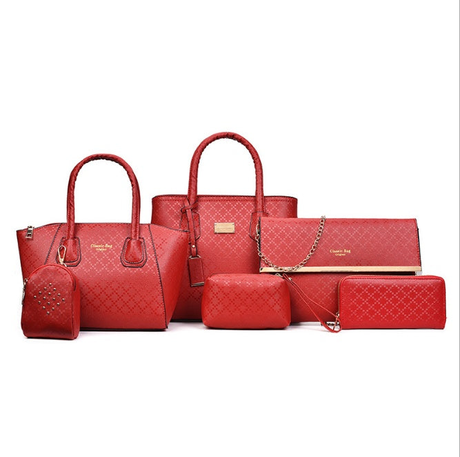 Women 6Pcsset Handbags Girls PU Leather Crossbody Bag Tote Casual Bag Brand Designer Compo