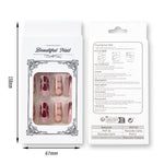 Unghie finte con decori floreali dorati, quadrate, set da 24 pezzi