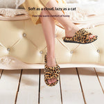 Pantuflas de peluche con estampado de leopardo para mujer