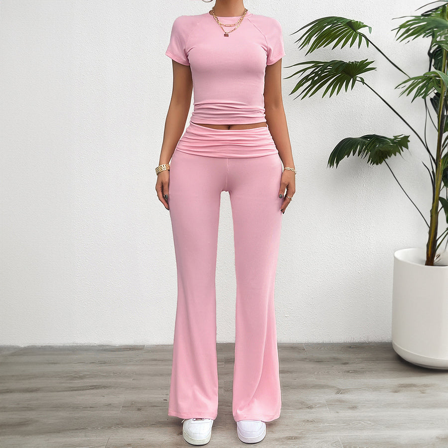 Completo donna top a maniche corte e pantaloni