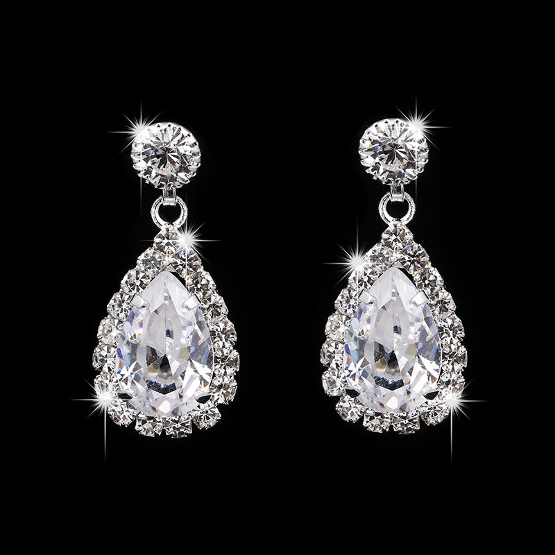 Conjunto de Joias de Noiva com Strass em Forma de Lágrima