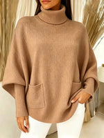 Damen-Rollkragenpullover, einfarbig