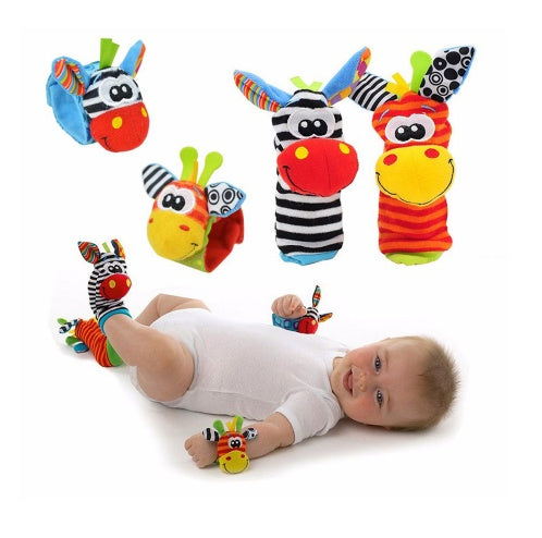 0-12 Monate Weiche Tierrassel Säugling Neugeborene Plüsch Socke Babyspielzeug Handgelenkband Babyfuß