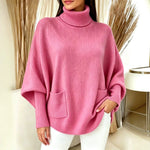 Damen-Rollkragenpullover, einfarbig
