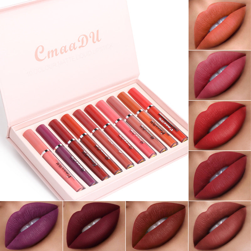 Matte vloeibare lipstickset, 10 stuks