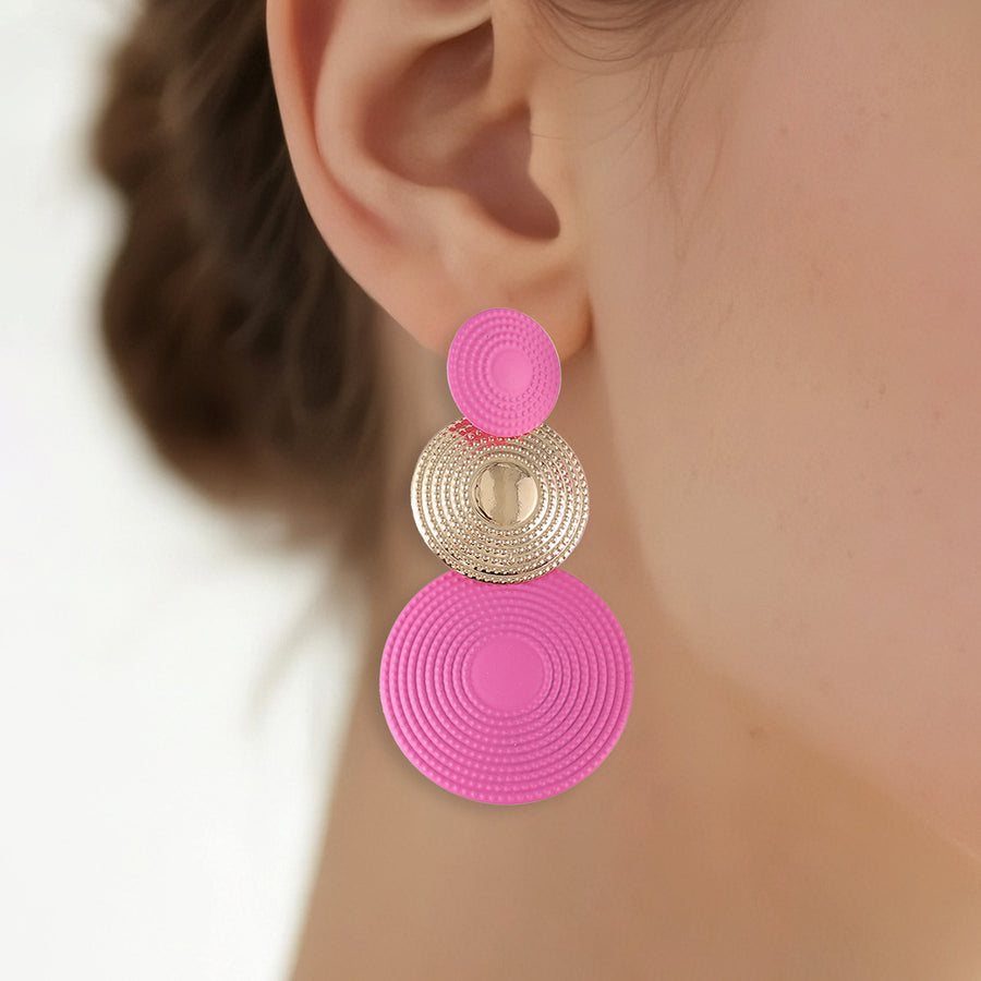 Fashionable Solid-color Minimalist Three-tier Mosquito Coil-shaped Earrings