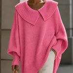 Pull en maille à col en V coupe ample pour femme