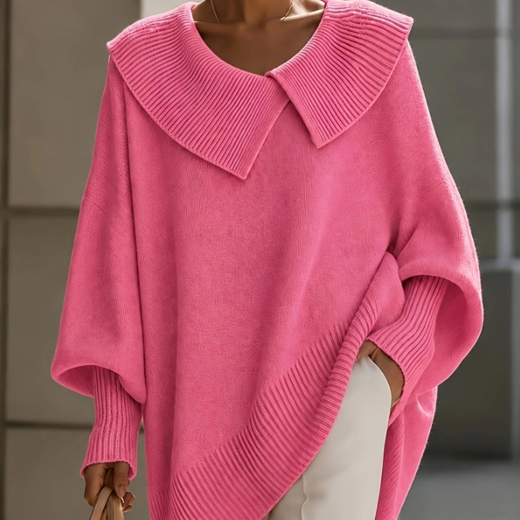 Pull en maille à col en V coupe ample pour femme