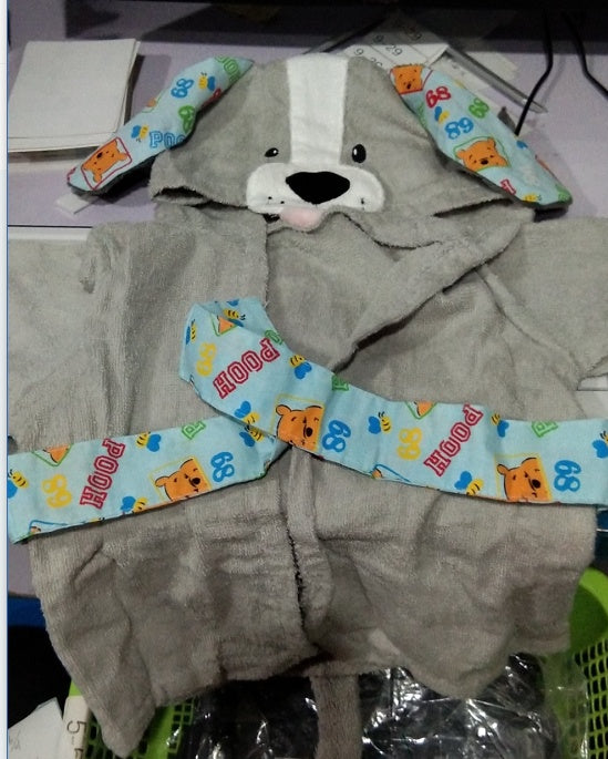 Baby Hooded Cotton Bathrobe, Cute Animal Design
