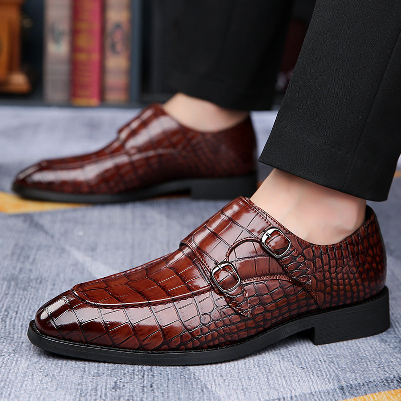 Mocassins à motif crocodile avec boucle pour homme