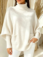 Damen-Rollkragenpullover, einfarbig