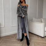 Women's Faux Mink Long Knit Cardigan