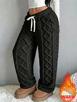 Warme, dikke casual jacquardbroek met fleecevoering