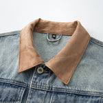 Herren-Retro-Jeansjacke mit Wildleder-Kragen