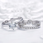 Anillo de moissanita con simulación en forma de V de Vibrato Live, apilable con diamante de una hilera