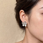 Pendientes de perlas con forma de flor y corazón de circonita con incrustaciones de diamantes, estilo coreano fresco y dulce, de moda