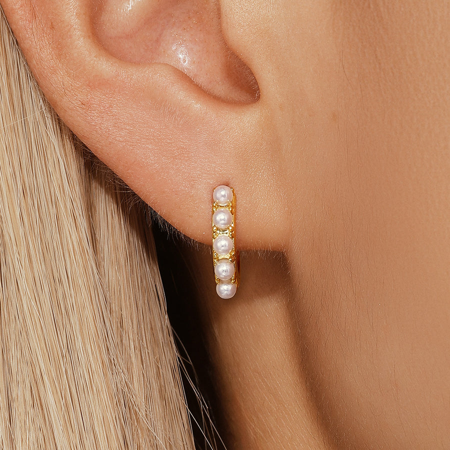 Instagram-style Irregular Teardrop-shaped Pearl and Diamond-studded Hoop Earrings