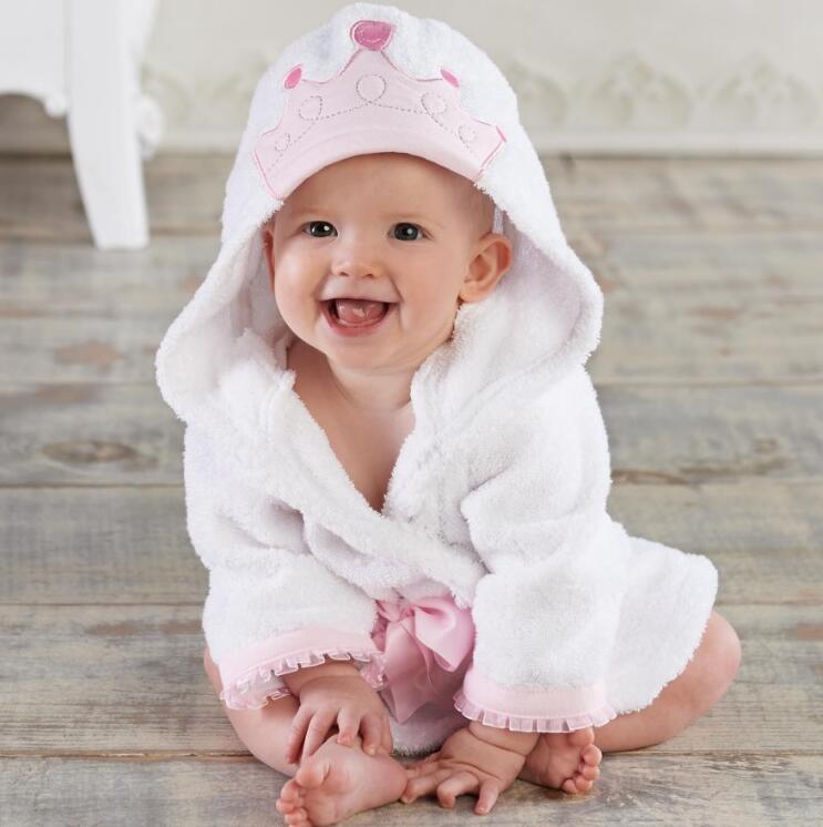 Baby Hooded Cotton Bathrobe, Cute Animal Design