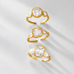 Anello minimalista con zircone, acciaio inossidabile