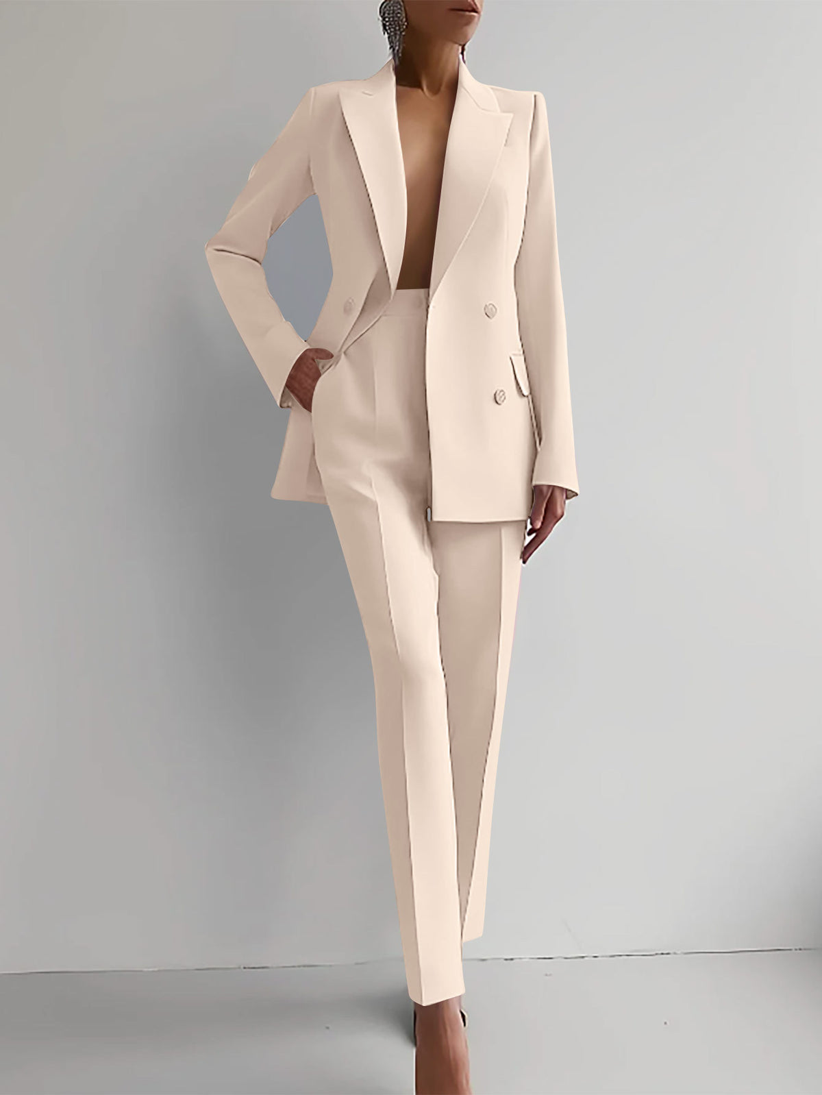 Women's Double-Breasted Blazer and Pants Suit